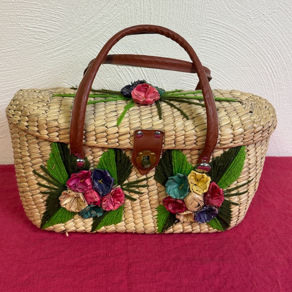Vintage Acapulco Straw Basket Bag